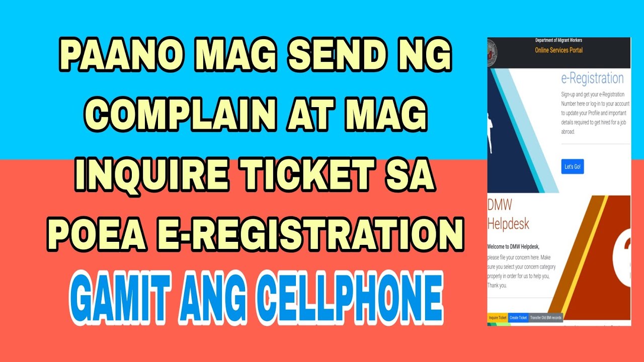 Pa. Send Ng Paano Mag Send ng Complain at Mag Inquire Ticket sa E-Registration ...