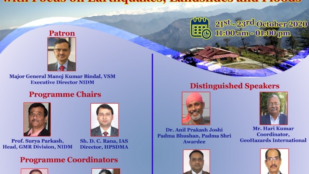 "Hill Area Environment and Development with Focus on Earthquakes, Landslides and Floods” .| NIDM | M