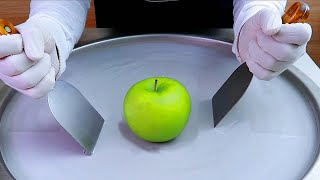 Green Apple ice cream rolls street food - ايسكريم رول على الصاج تفاج اخضر