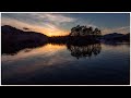 Sunset landscape photography on loch katrine scotland