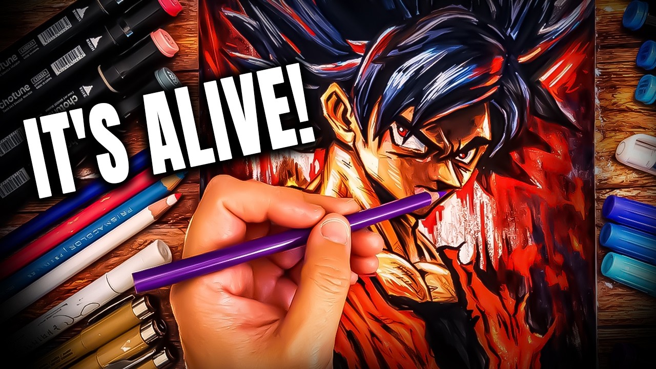 Drawing Goku (Dragon Ball)   | Alcohol Markers, Pencil, Acrylic Marker Technique