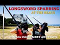 Longsword sparring at the beach in the rain 