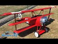 Giant scale red baron rc triplanes dogfighting with noseovers