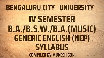 Syllabus - 4th Sem. B.A.-Generic English - BCU