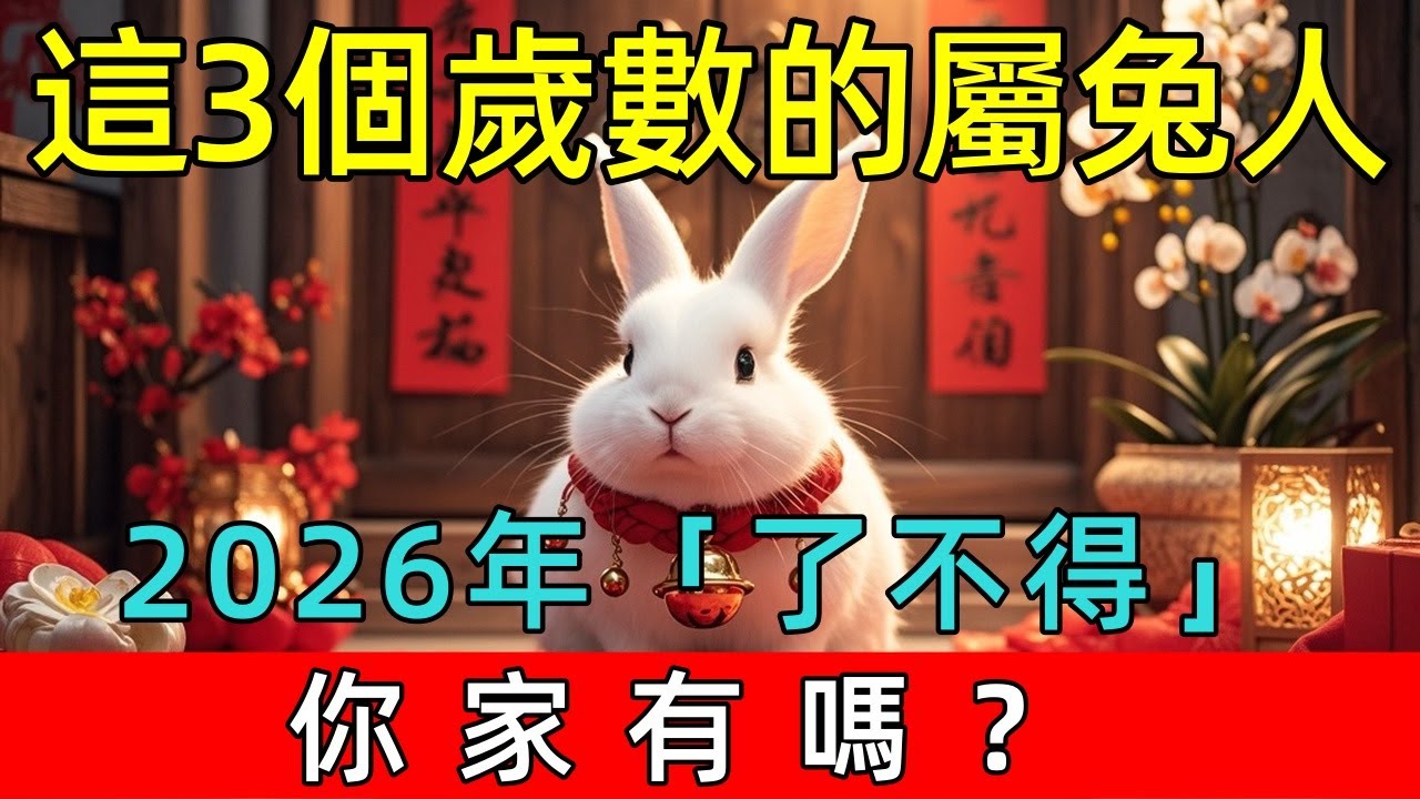 這3個歲數的屬兔人，2026年「了不得」！你家有嗎？#生肖 #運勢 #命理 #屬相 #風水 #財運 #佛陀 #佛學 #佛法 #佛教 #修行 #智慧 #因果 #佛家