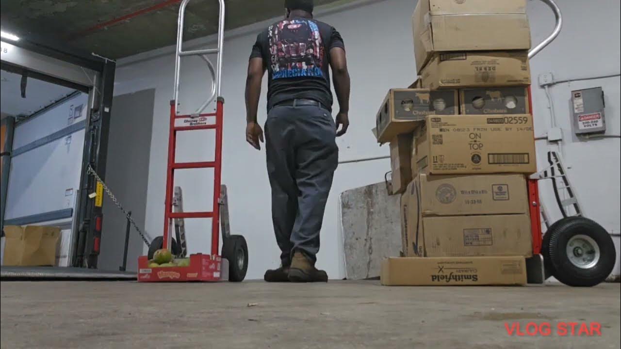 FOODSERVICE DRIVER TRAINING STACKING 2 HANDTRUCKS INTO ONE FOR