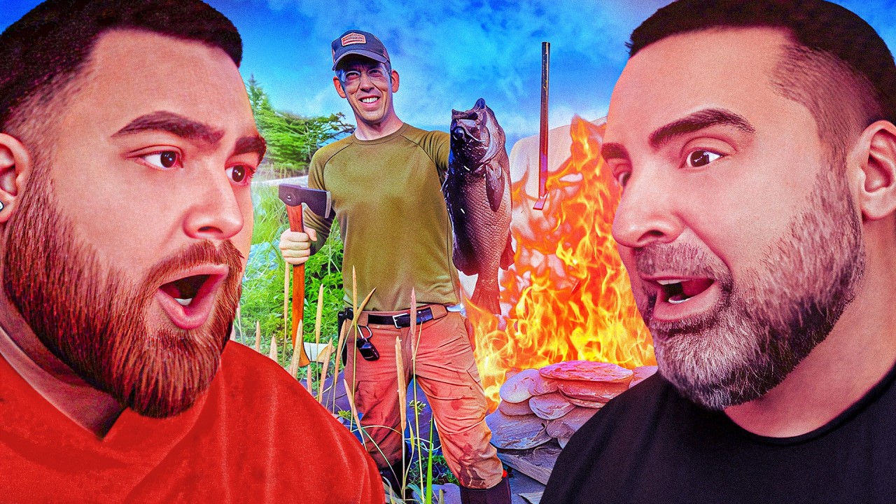 INCREDIBLE! LosPollosTV And Dad React To 4 Days Alone in Alaska - Bushcraft Camping & Foraging Food