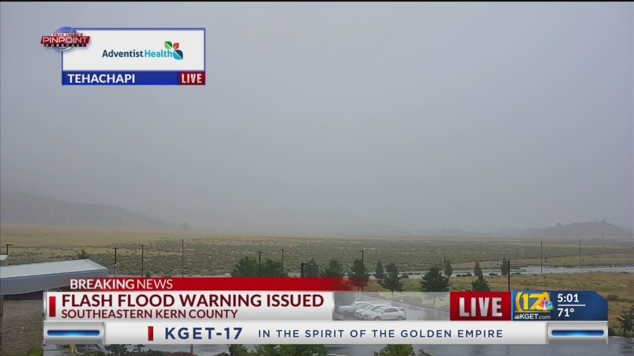 Flash flood warning issued in southeastern Kern - YouTube