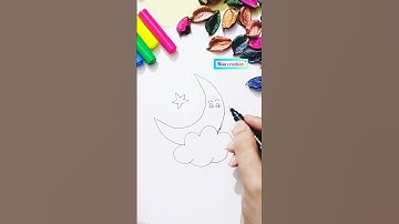 How to draw a Moon with stars drawing #shorts #easy#cute #moon #star #cloud  #nisacreation
