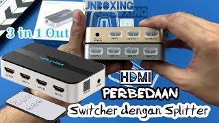 Vention Switcher HDMI 3 Port - 3 in 1 out with Toslink Audio & Aux + Remote - Unboxing Indonesia