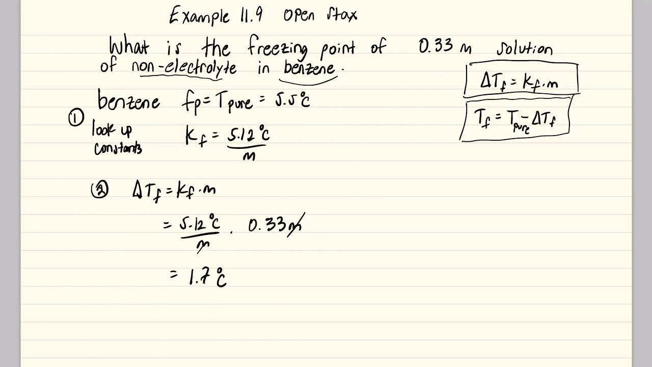 Freezing Point Depression [OpenStax] example 11.9 YouTube