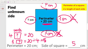 Learning ppt video: Finding unknown side of a square given the perimeter