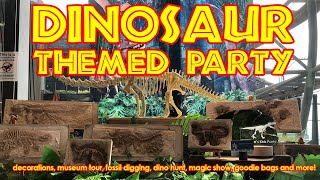 Dinosaur party themed decorating ideas - Dinosaur themed party bags - Dinosaur Party Activities