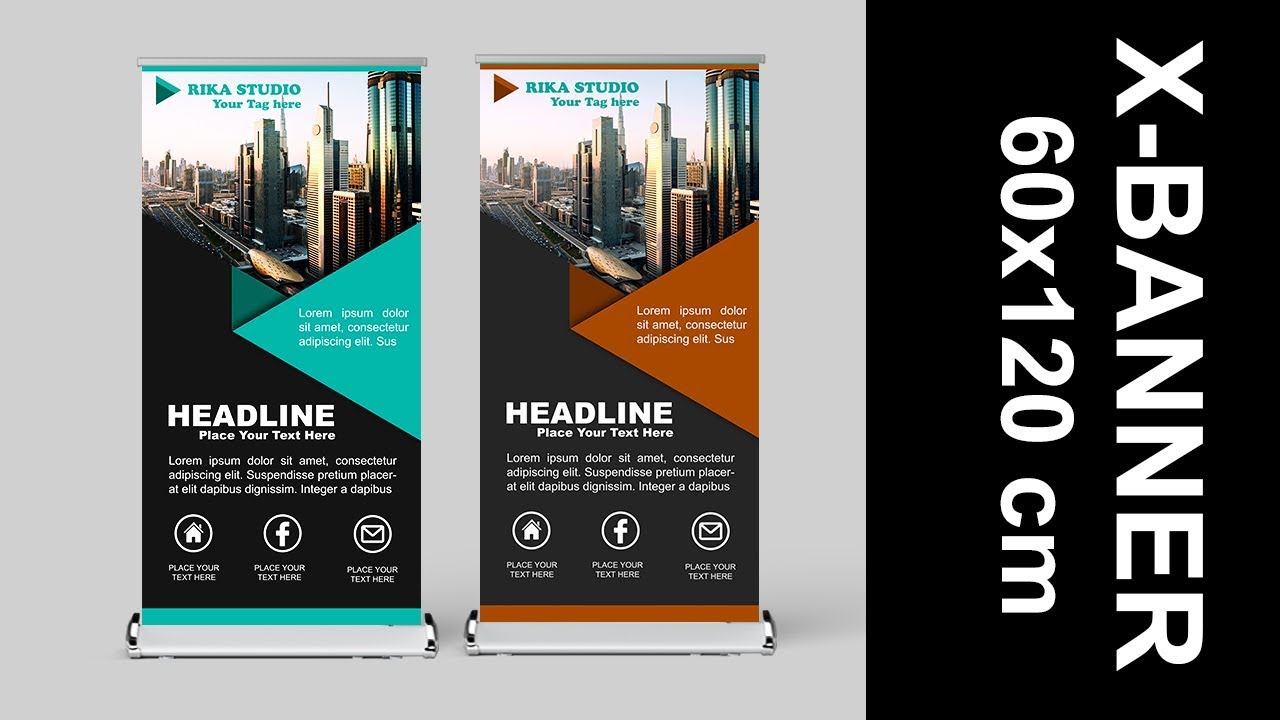  Cara  membuat  X Banner  di  photoshop  Roll Up Banner  Design 