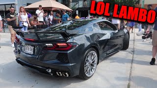 LAMBO OWNER THOUGHT HE WAS COOL...UNTIL A C8 CORVETTE SHOWED UP!!!