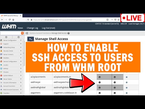 [?LIVE] How to enable SSH access to users from WHM root?