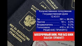 БЕССРОЧНЫЙ ВНЖ.  РВП БЕЗ ВНЖ.  Госдума РФ.  Закон принят.  ФМС.  юрист.  адвокат