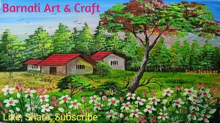 How to draw beautiful Indian Village Scenery/Easy Drawing/Step by step drawing tutorial