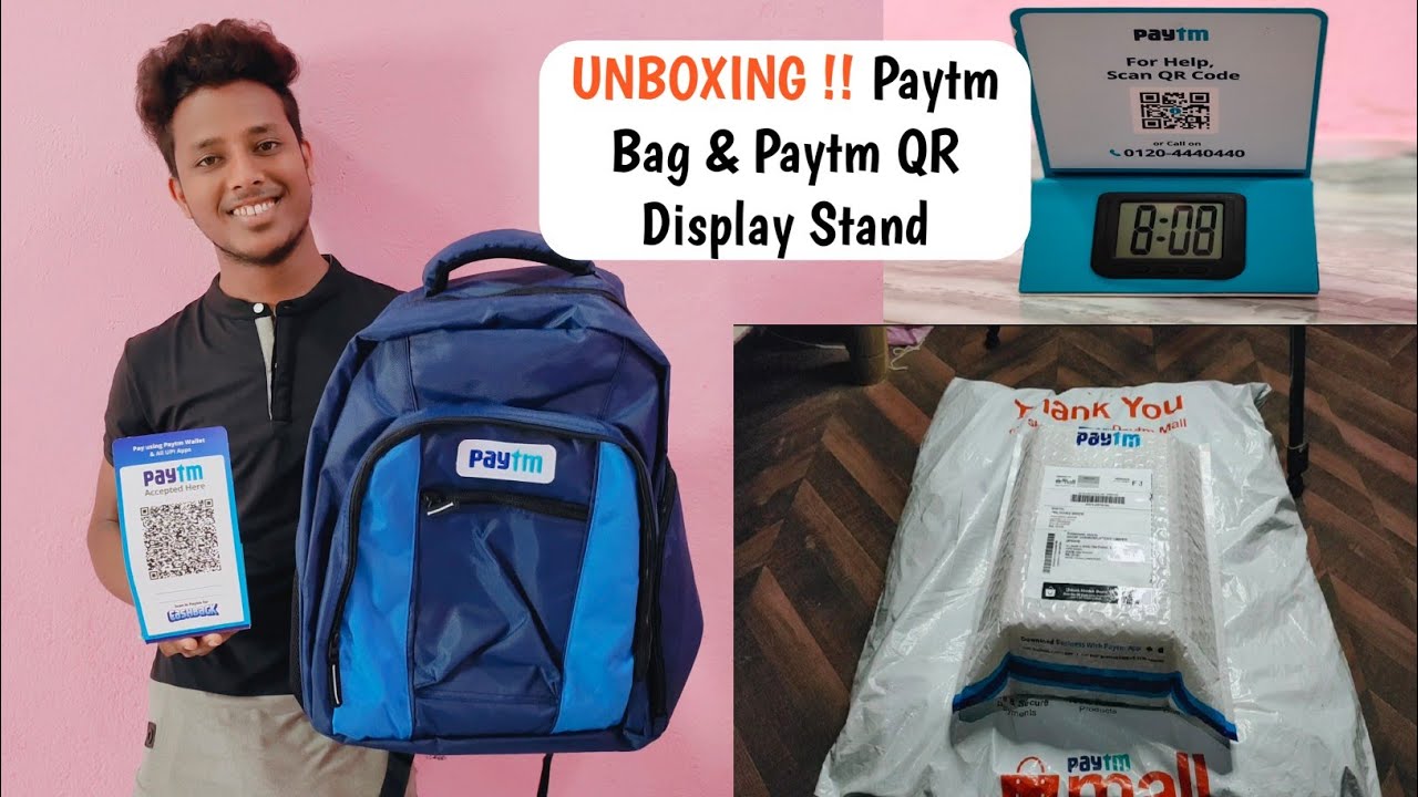😁😁Unboxing !! Paytm Bag 🤗🤗& Paytm All in One QR Display Stand with ...