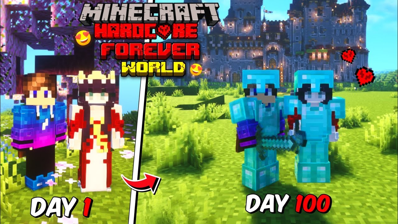 We Survived 100 Days In Forever World In Minecraft Hardcore || 100 Days ...