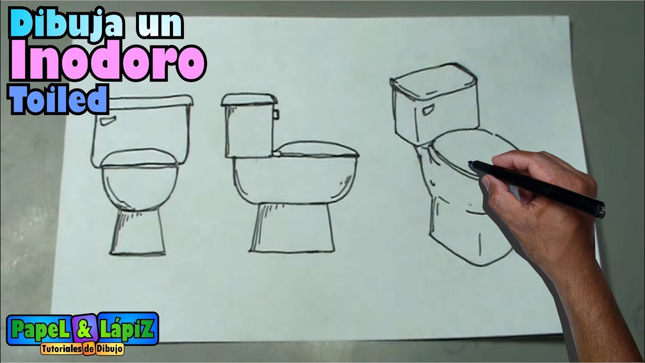 Cómo dibujar fácil un inodoro, sanitario, el excusado, drenaje - toiled  drawing - YouTube