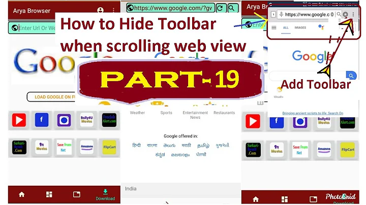 part -19 how to hide toolbar when scrolling web view