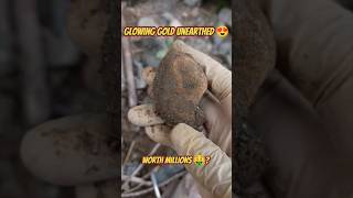 Glowing Gold Unearthed 😍 Worth millions 🤑? #shortsfeed #findercrystal #amazingdiscovery #goldstone