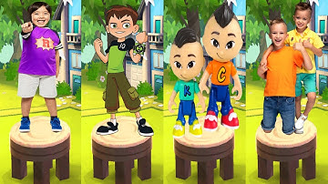 Tag with Ryan VS Ben 10 Up To Speed VS CKN Toys Car Hero Run VS Vlad & Niki Run All Characters