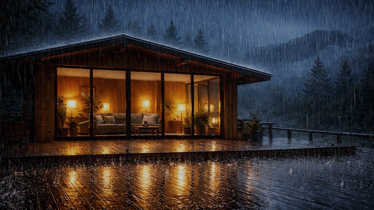 Heavy Rain ASMR at Cozy Cabin Night 🌧️ Relaxing Rain Sounds for Deep Sleep & Stress Relief