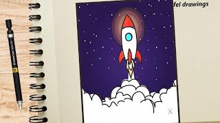 easy drawing | How to draw space | رسم عن الفضاء | رسم عن الفضاء الخارجي