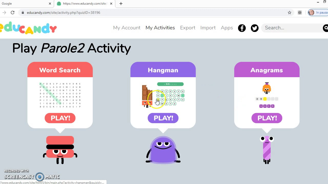 Un Gioco Di Parole Al Giorno Come creare un gioco "di parole" con Educandy - YouTube
