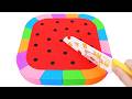 Satisfying ASMR l DIY How to make Watermelon Cake with Colorful Kinetic Sand Cutting ASMR #3