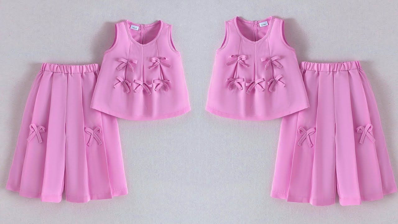 Stylish Baby Girl Top & Palazzo Cutting Stitching | DIY Bow Design Co-ord Set for Kids