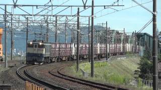 【HD】EF65-1077 貨物列車(5087レ 原色=国鉄特急色・赤プレ) 穂積駅