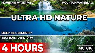 Tropical Rain Deep Sea &amp; Mountain Waterfalls | 4K/8K Relaxing Ambiance for Sleep &amp; Study