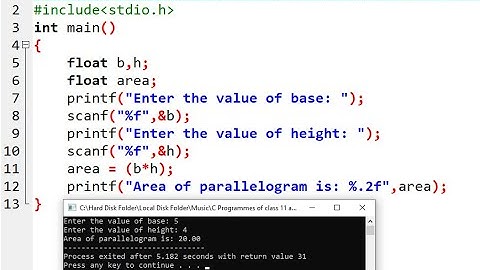 Write a C program to find area of parallelogram using Dev C++ in Nepali #cprogramming #nepali
