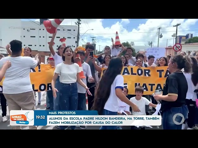 Alunos de escoa na torre também se mobilizam por conta do calor - Tambaú da Gente Noite