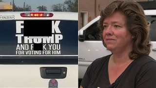 Commuter controversy over anti-Trump decal on truck