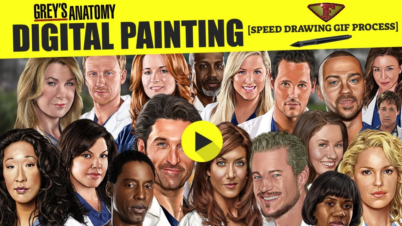 Greys Anatomy Cast Drawing | Speed Painting - YouTube