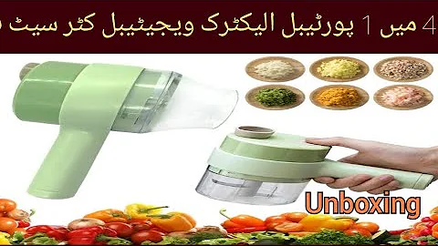 4 in 1 Portable Electric Vegetable cutter,Garlic Chili Onion Celery Ginger Meat chopper with Brush