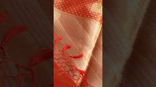 Pretty Orange Color Kora Banaras Saree Singhanias Hyderabad