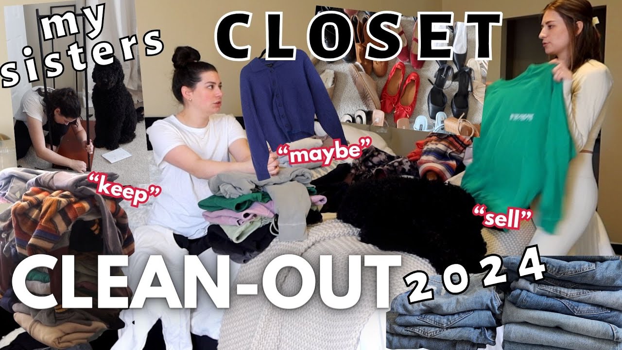 CLEANING OUT MY SISTERS CLOSET POST MOVE | keep, maybe, donate & unpack ...