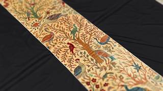 10ft Golden Beige Gabbeh Runner Rug – Hand-Knotted Afghan Garden of Heaven Design