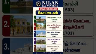 காவலர் தேர்வு வினாக்கள் | இந்தியாவின் முக்கிய கோட்டைகள் | TNUSRB GK Questions | NILAN IAS ACADEMY