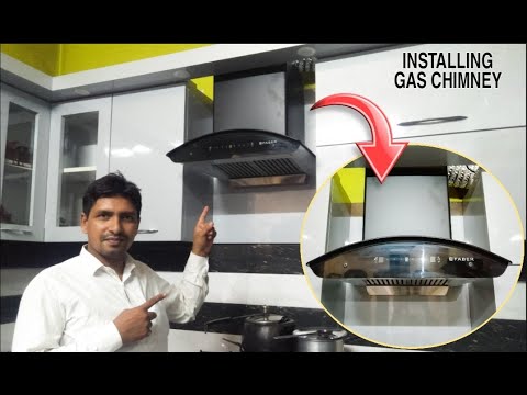 How to hanging & setting auto clean touch glass chimney in the kitchen||Faber 60cm autoclean chimney