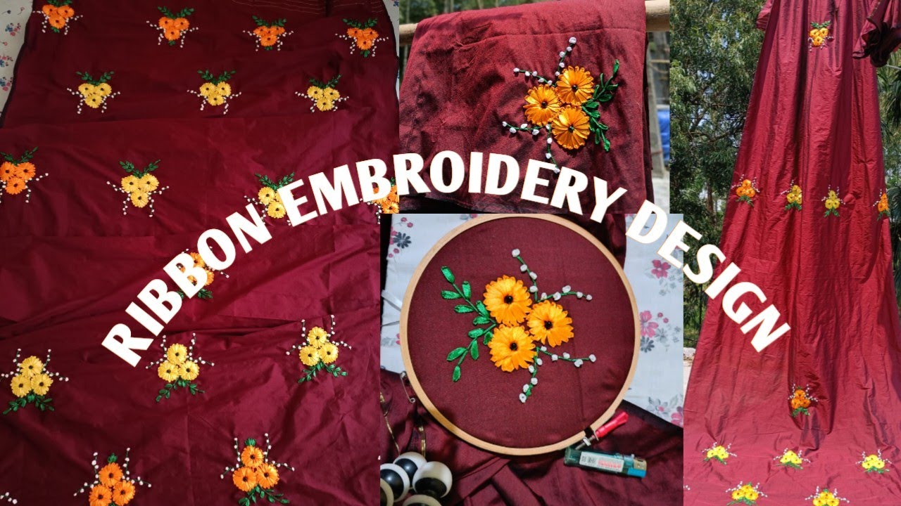 Ribbon Embroidery Design । Hand Embroidery Design । Hand Embroidery Mekhela Sador ।