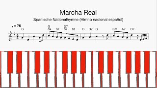 Klavier: Marcha Real - Himno nacional español (Klaviatur, Melodie, Akkorde, Text)