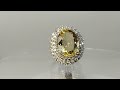 Серебряное кольцо с африканским желтым кварцем 9.08ct (11.8х15.5 мм) и фианитами, лампы.Размер 16.0