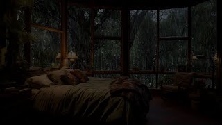 Cozy Treehouse | Rain Sounds, Thunder in Forest | Rain Sounds for Sleeping and Relaxing