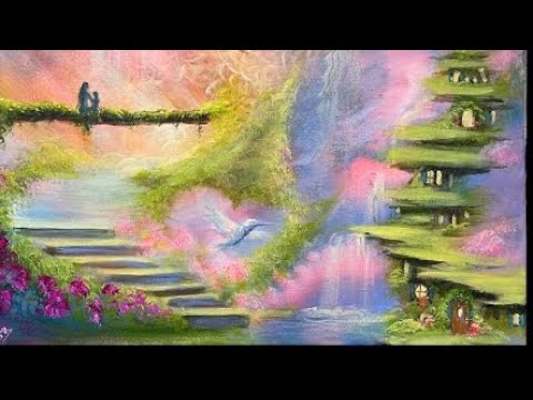 HOW TO PAINT 💕An acrylic fantasy landscape tutorial | step by step ...